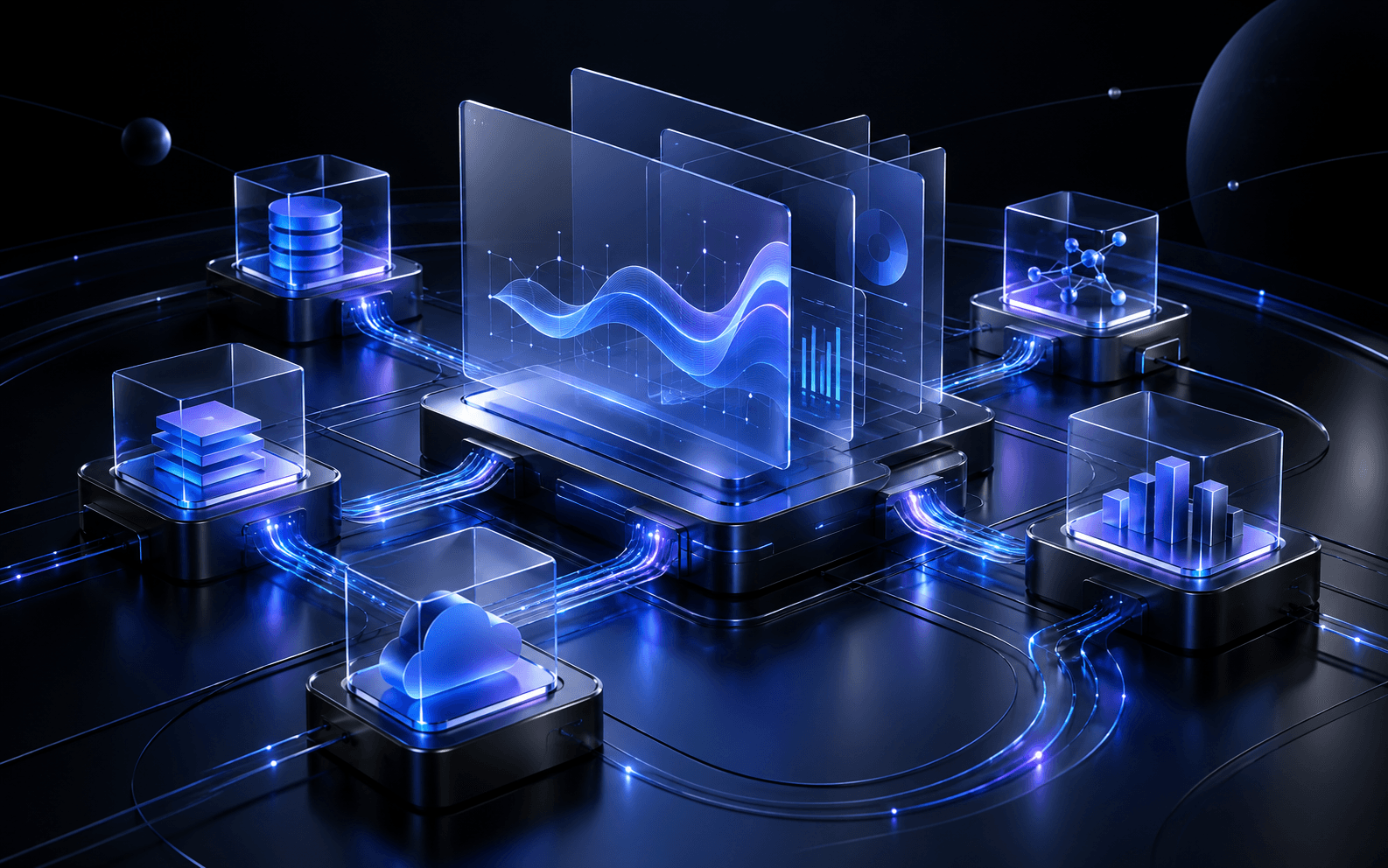 Connected SaaS platform represented by luminous glass modules